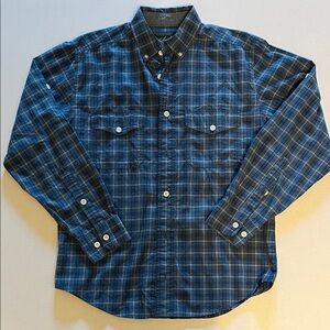 Woolrich Navy and White Plaid Button Down Shirt